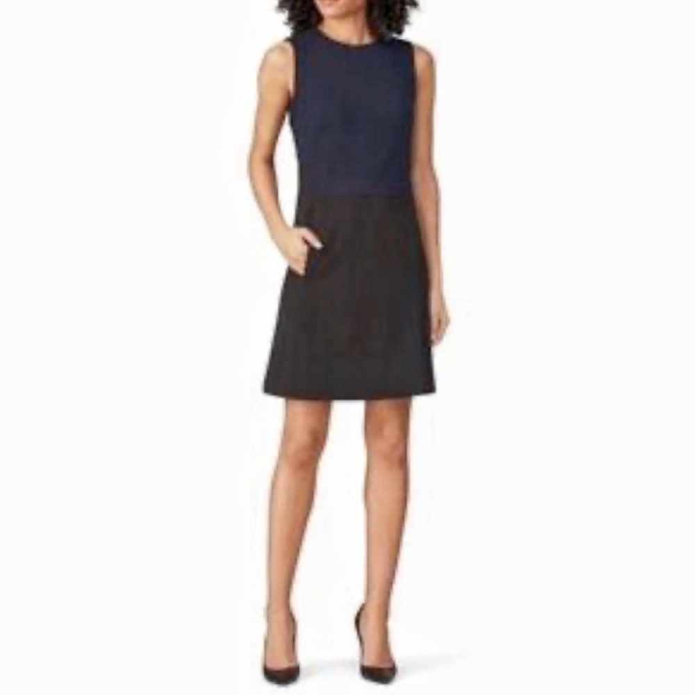 KaufmanFranco Dress Size 4 Color block A-Line Dress, Black Blue MSRP 395